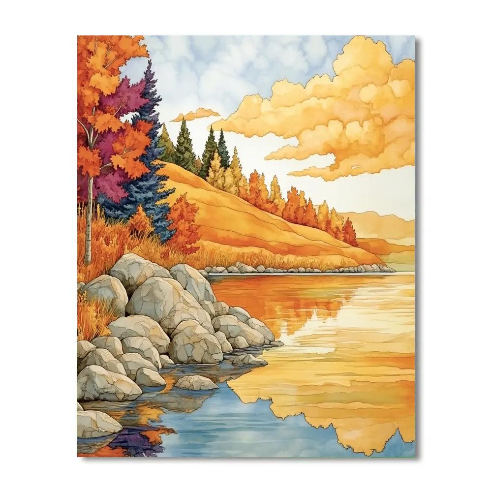 Franklin Carmichael Inspired Autumn Hillside Reflections paint by number