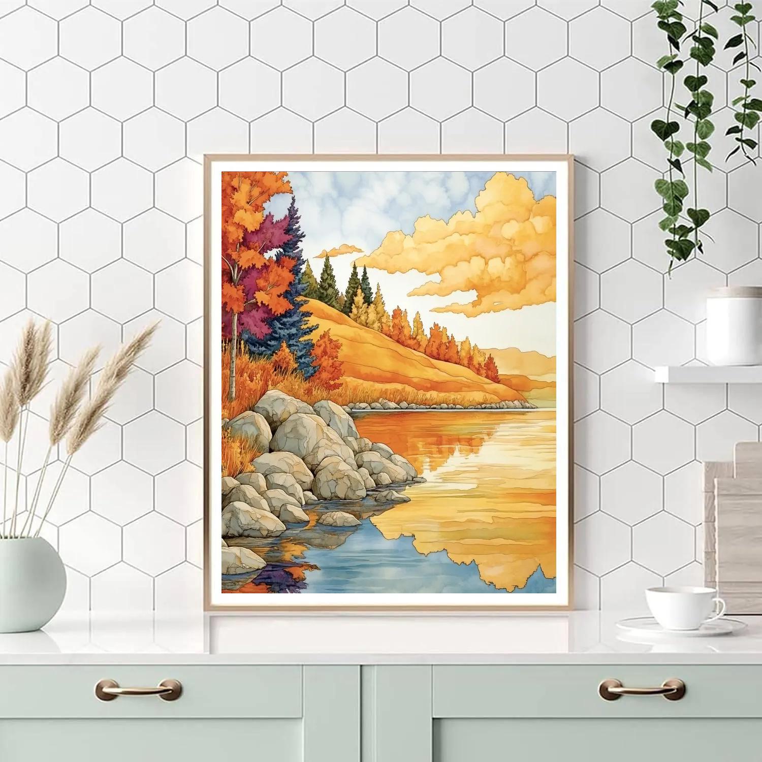 Franklin Carmichael Inspired Autumn Hillside Reflections paint by number