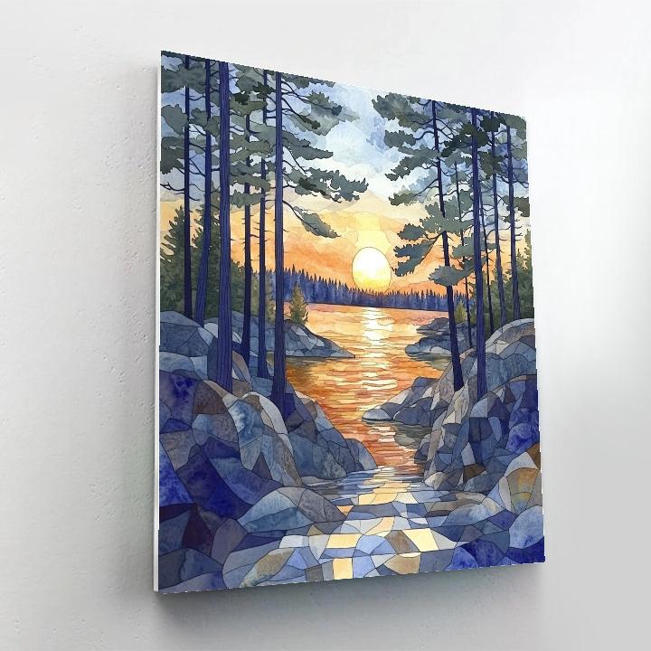 Franklin Carmichael Inspired Pine Screen At Sunset Glow paint by numbers