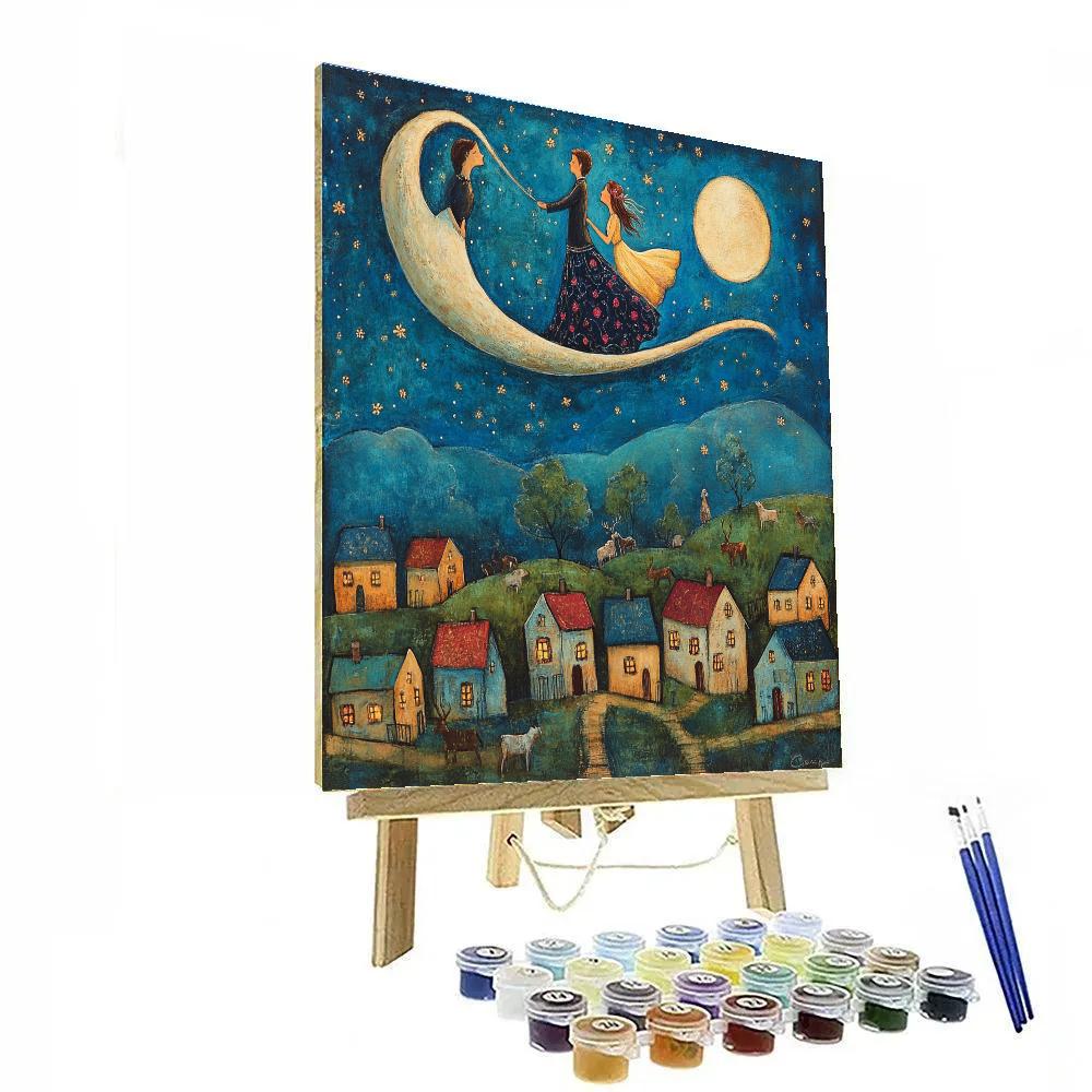 Marc Chagall Inspired Lovers Above Town Paint by numbers art