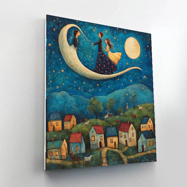 Marc Chagall Inspired Lovers Above Town Paint by numbers art