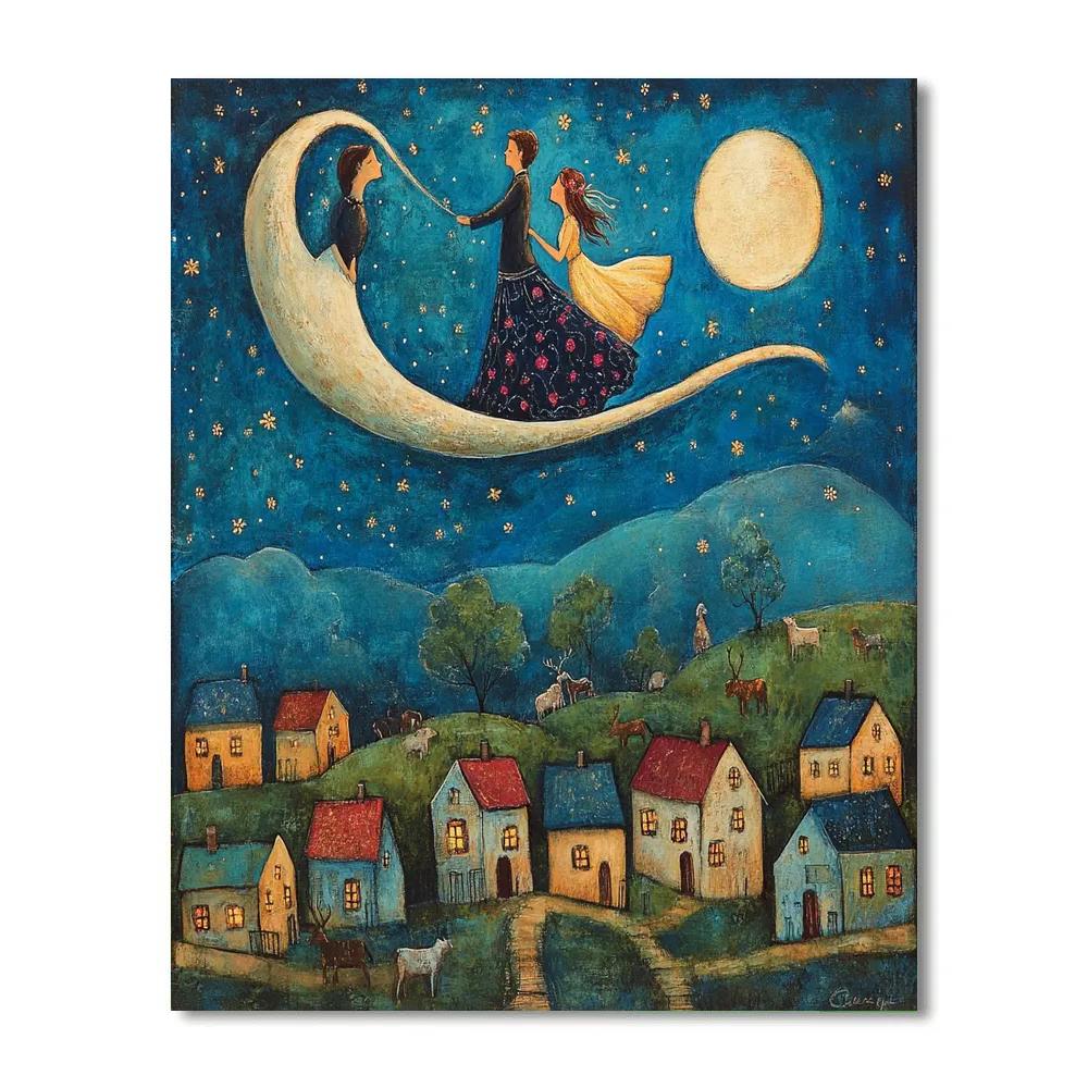 Marc Chagall Inspired Lovers Above Town Paint by numbers art