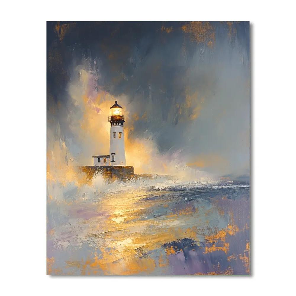 J.M.W. Turner Inspired Lighthouse Twilight paint by numbers