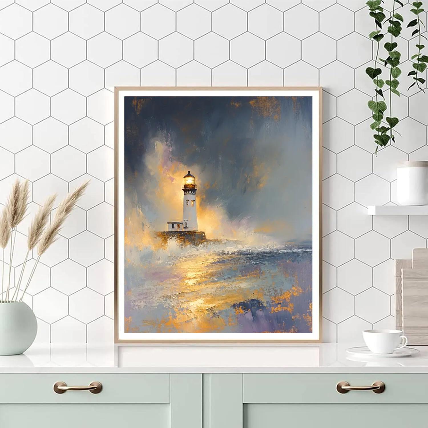 J.M.W. Turner Inspired Lighthouse Twilight paint by numbers