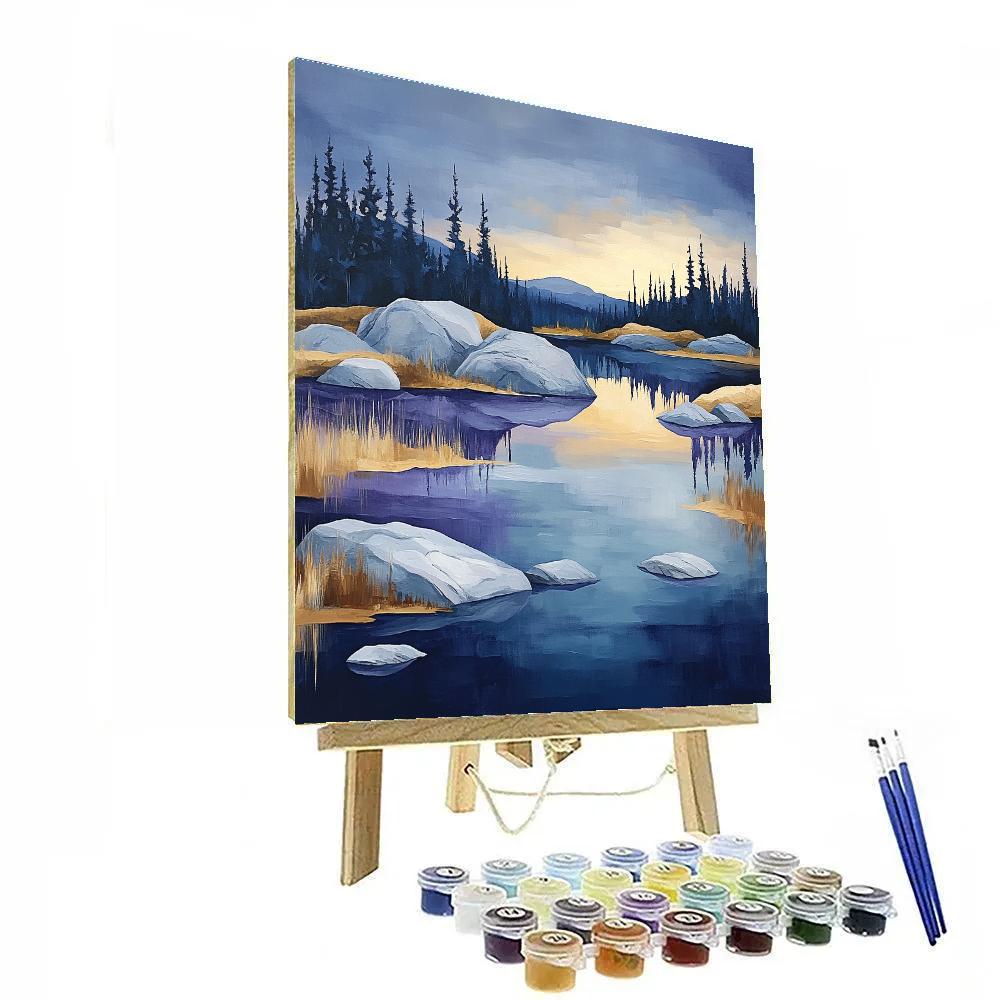 Franklin Carmichael Inspired Twilight Over Canadian Shield paint by color