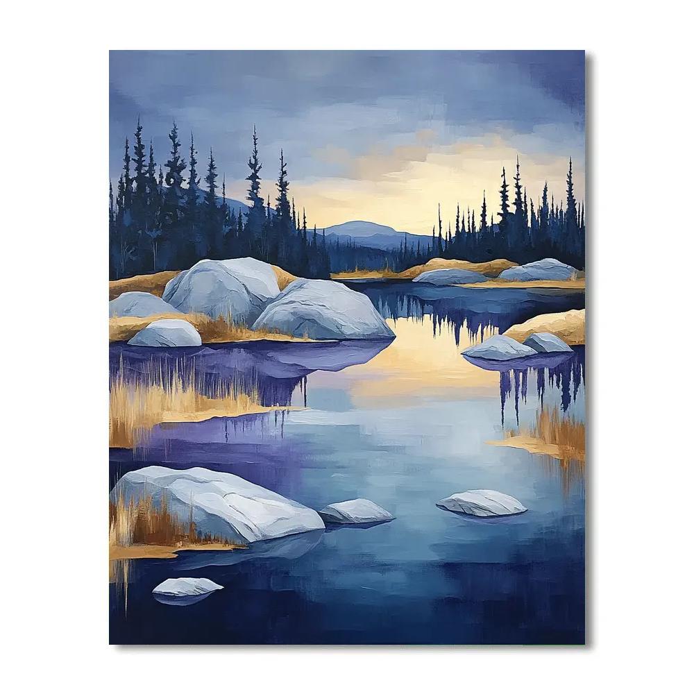 Franklin Carmichael Inspired Twilight Over Canadian Shield paint by color