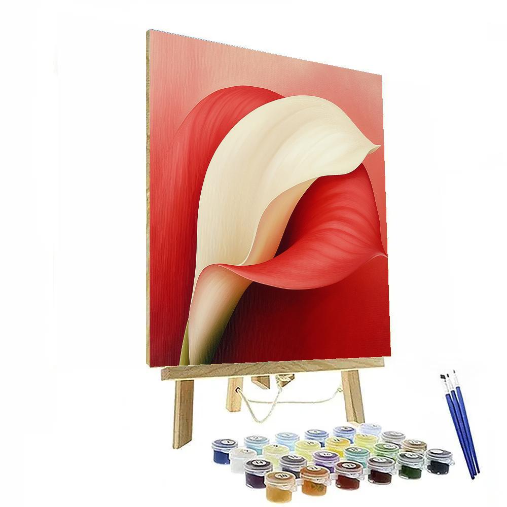 Georgia O’Keeffe Inspired Enormous Calla Petal In Crimson And Ivory Number painting