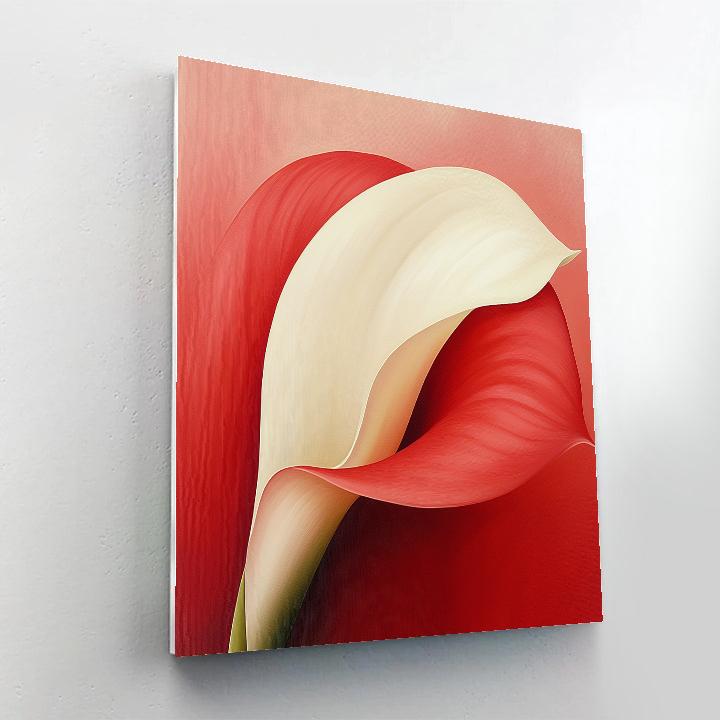 Georgia O’Keeffe Inspired Enormous Calla Petal In Crimson And Ivory Number painting