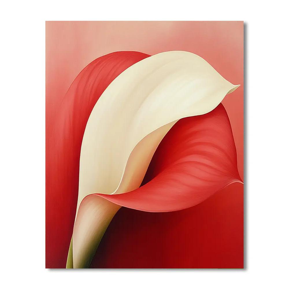 Georgia O’Keeffe Inspired Enormous Calla Petal In Crimson And Ivory Number painting