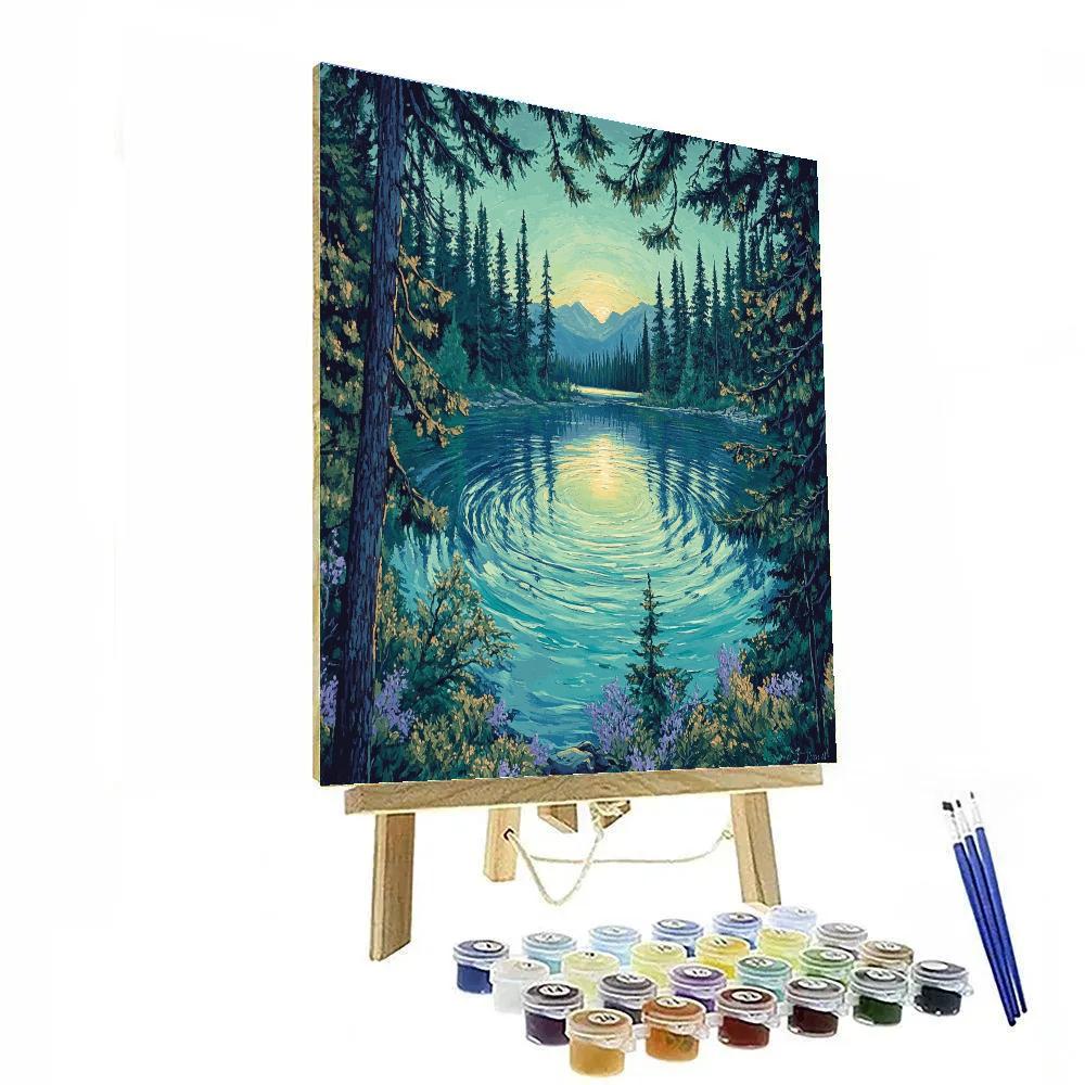 J. E. H. MacDonald Inspired Pine Framed Northern Lake paint by numbers