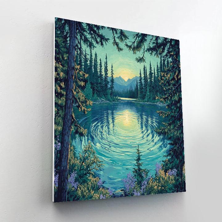 J. E. H. MacDonald Inspired Pine Framed Northern Lake paint by numbers