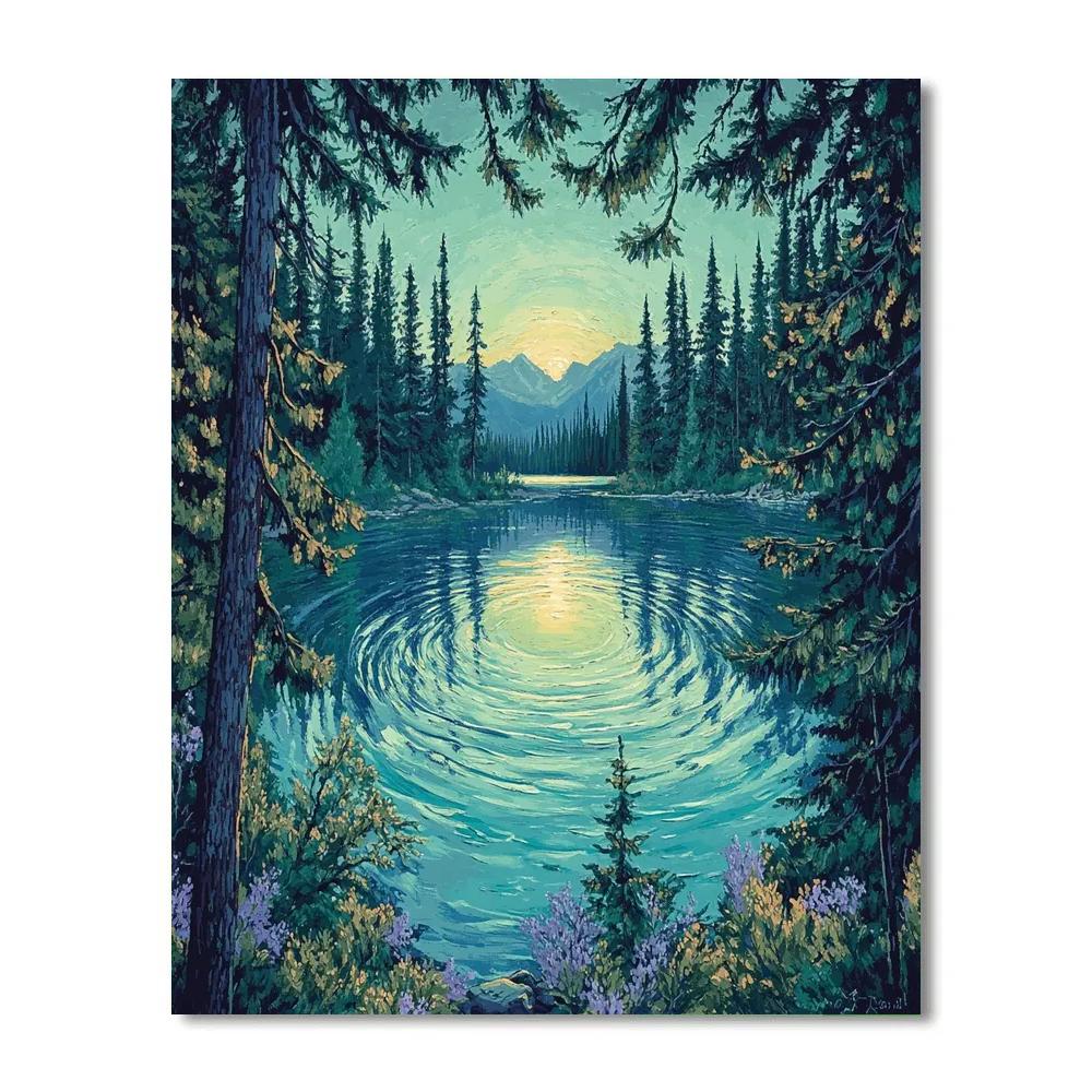 J. E. H. MacDonald Inspired Pine Framed Northern Lake paint by numbers