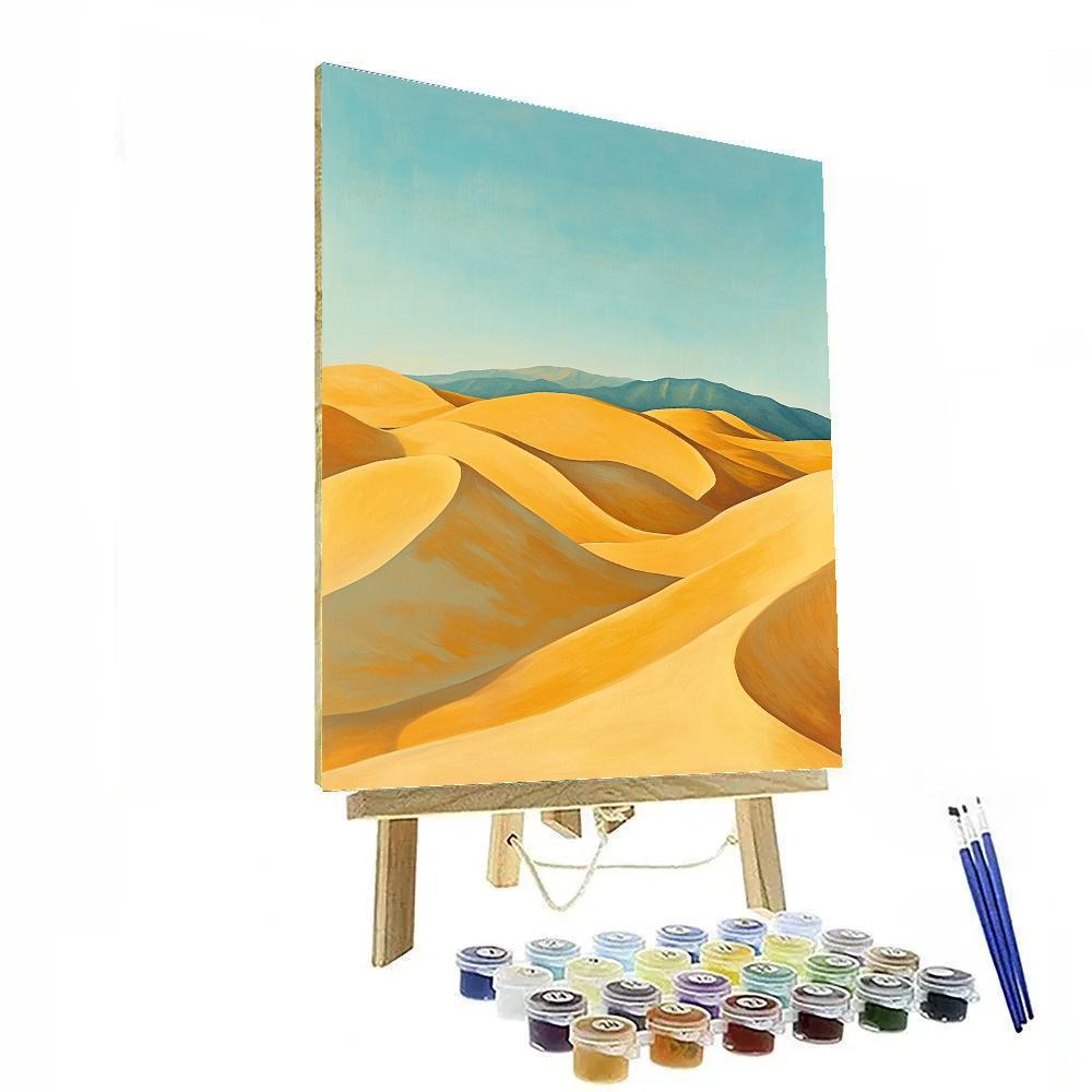 Georgia O’Keeffe Inspired Rolling Sand Dunes Under Cerulean Sky paint by numbers