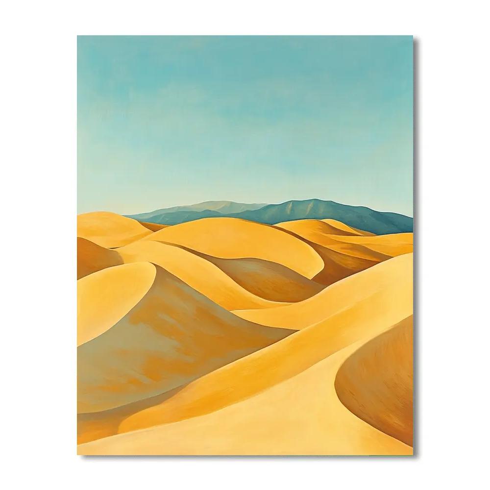 Georgia O’Keeffe Inspired Rolling Sand Dunes Under Cerulean Sky paint by numbers
