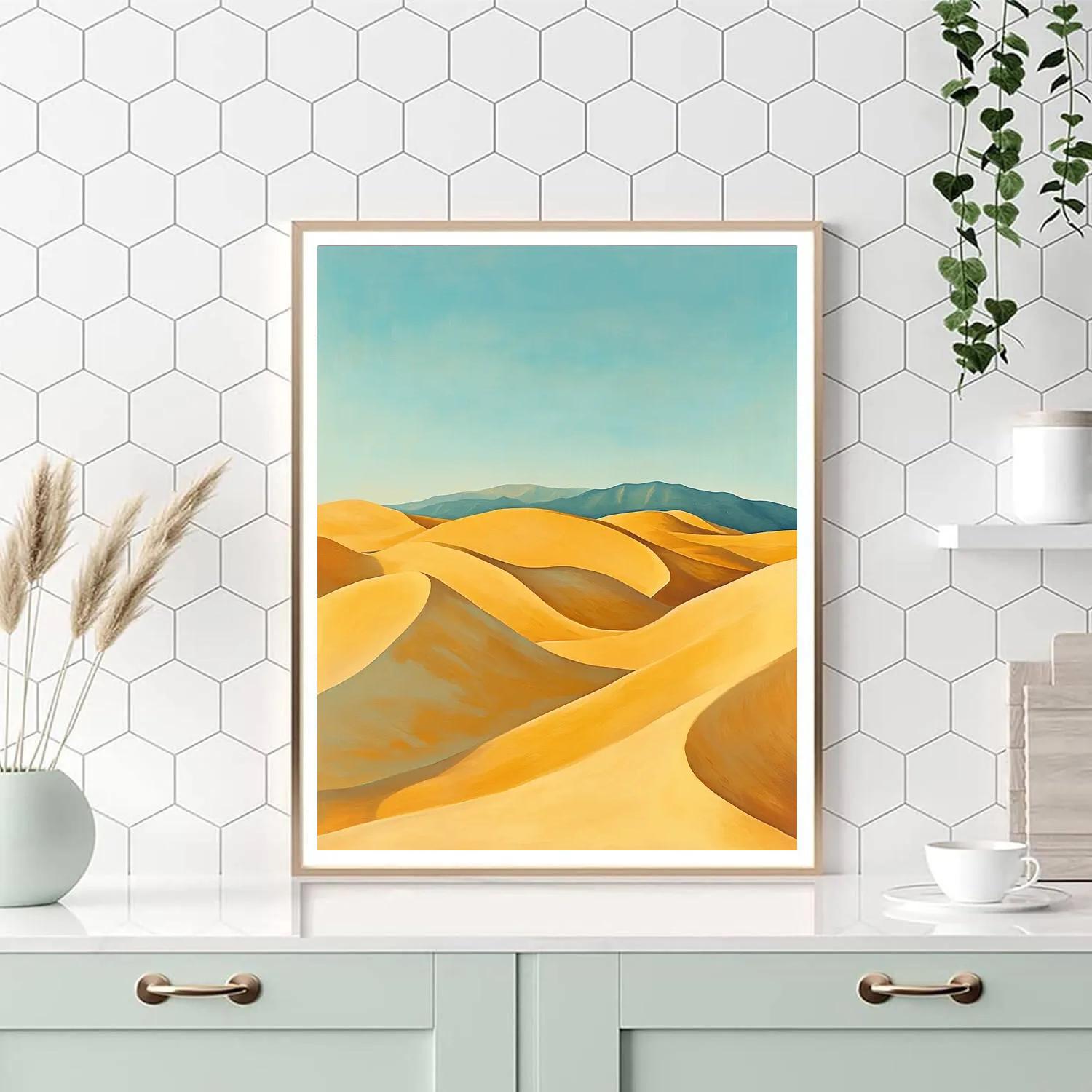 Georgia O’Keeffe Inspired Rolling Sand Dunes Under Cerulean Sky paint by numbers