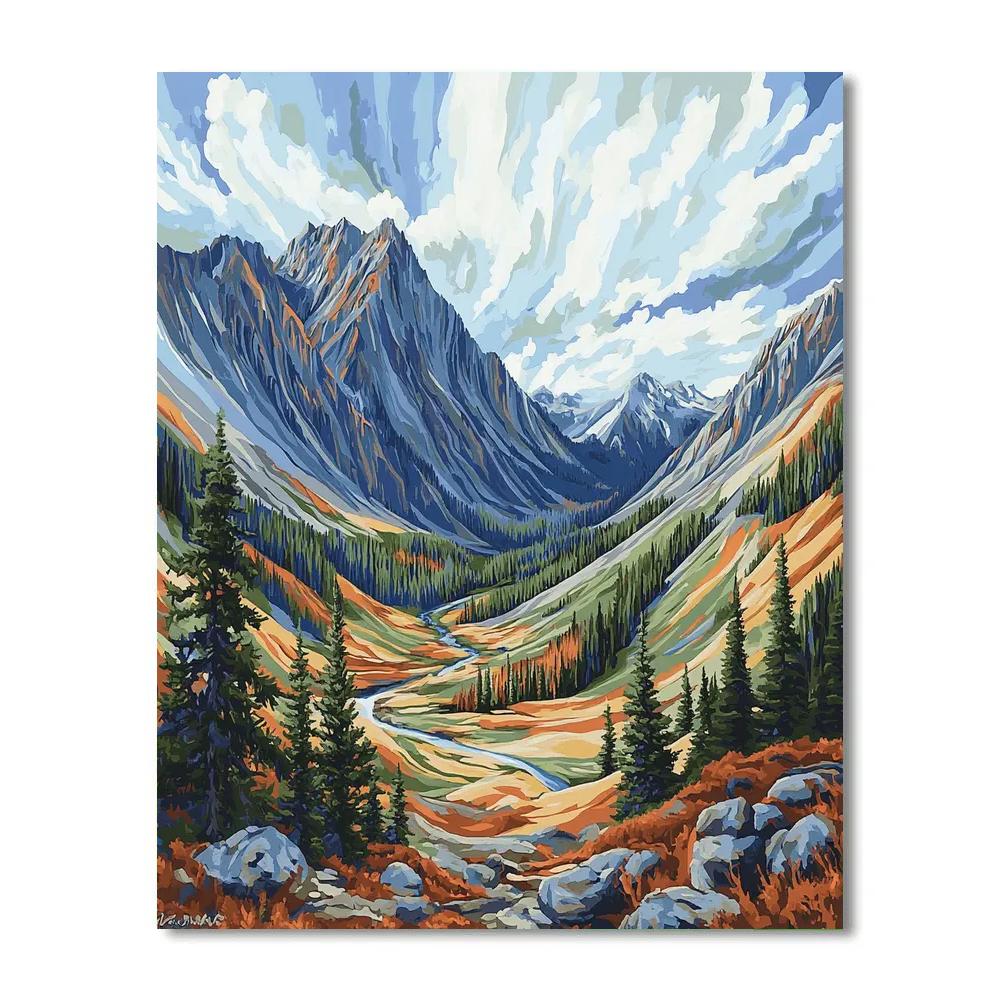 J. E. H. MacDonald Inspired Mountain Rhythm And Valley Number painting