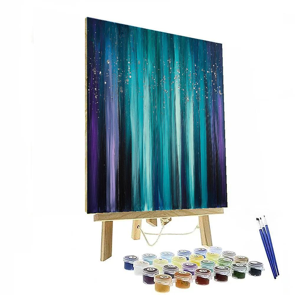 Jackson Pollock Inspired Nocturnal Aurora paint by color