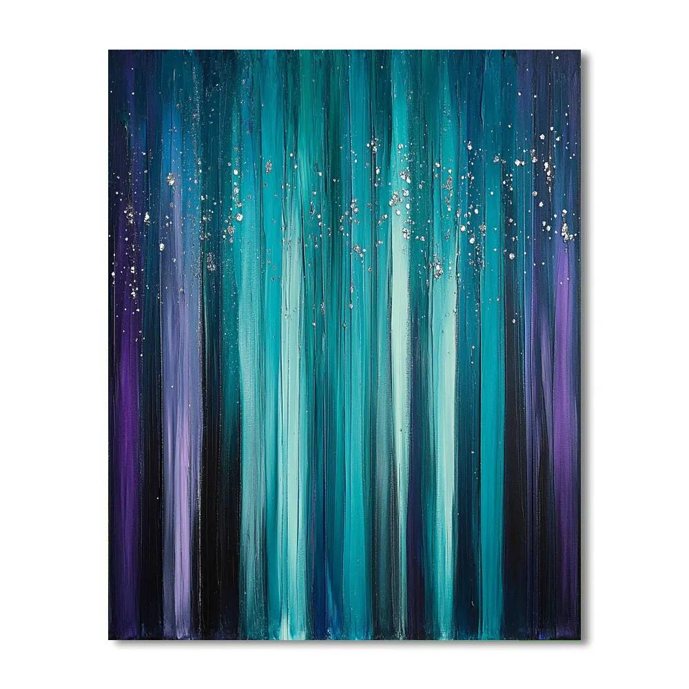 Jackson Pollock Inspired Nocturnal Aurora paint by color
