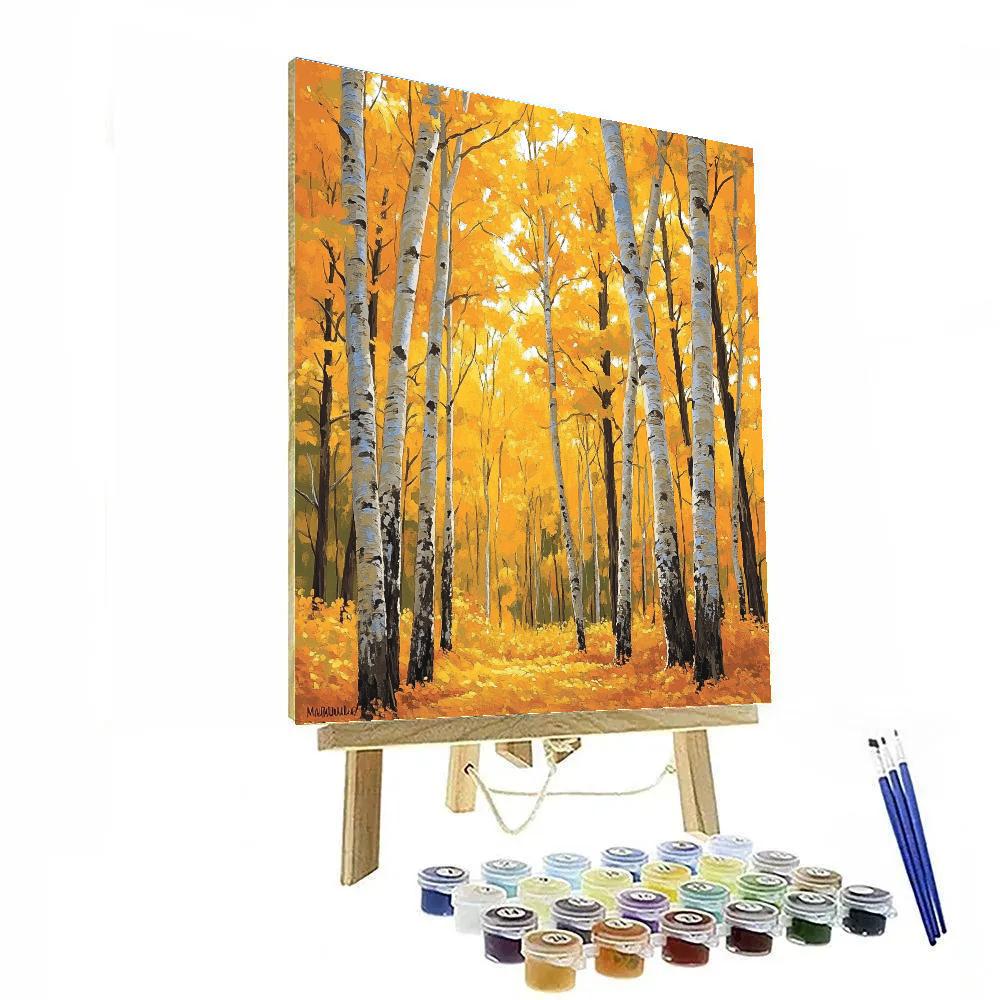 J E H MacDonald Inspired Golden Autumn Forest Canopy paint by number