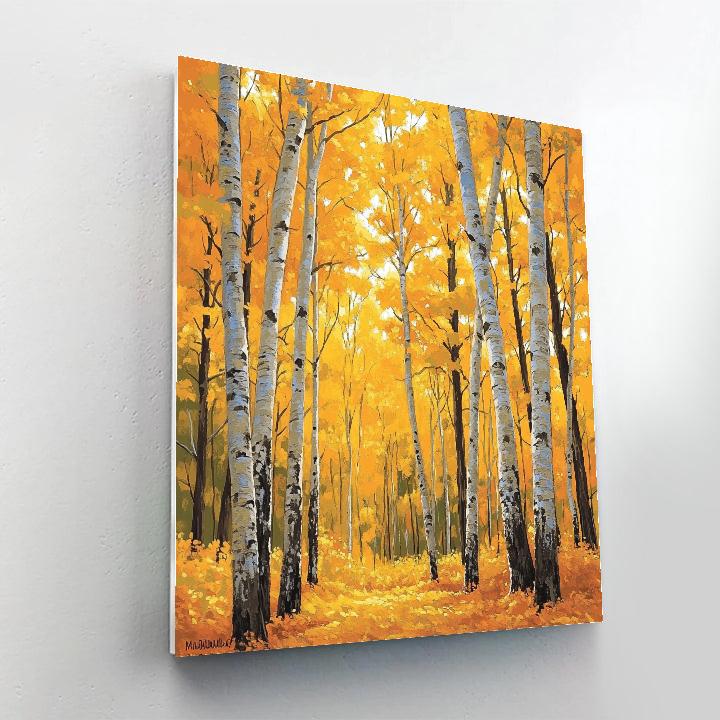 J E H MacDonald Inspired Golden Autumn Forest Canopy paint by number