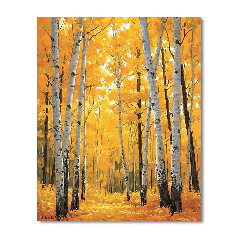 J E H MacDonald Inspired Golden Autumn Forest Canopy paint by number