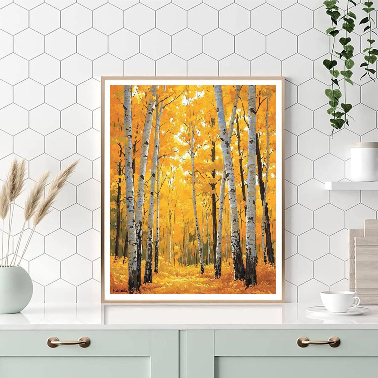 J E H MacDonald Inspired Golden Autumn Forest Canopy paint by number