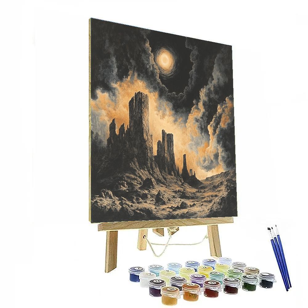 Francisco Goya Inspired Craggy Outcrop Under Brooding Sky DIY paint by numbers