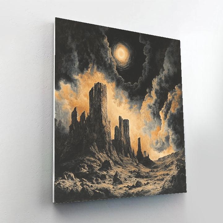 Francisco Goya Inspired Craggy Outcrop Under Brooding Sky DIY paint by numbers