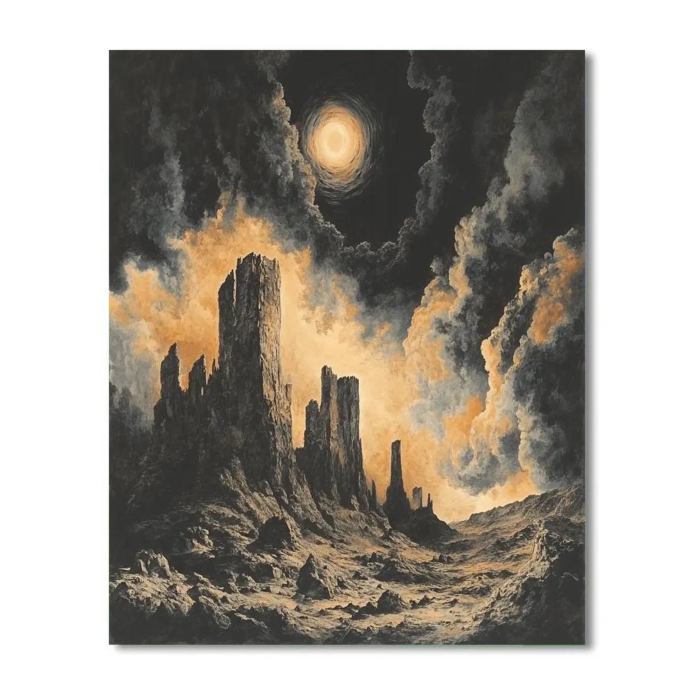 Francisco Goya Inspired Craggy Outcrop Under Brooding Sky DIY paint by numbers