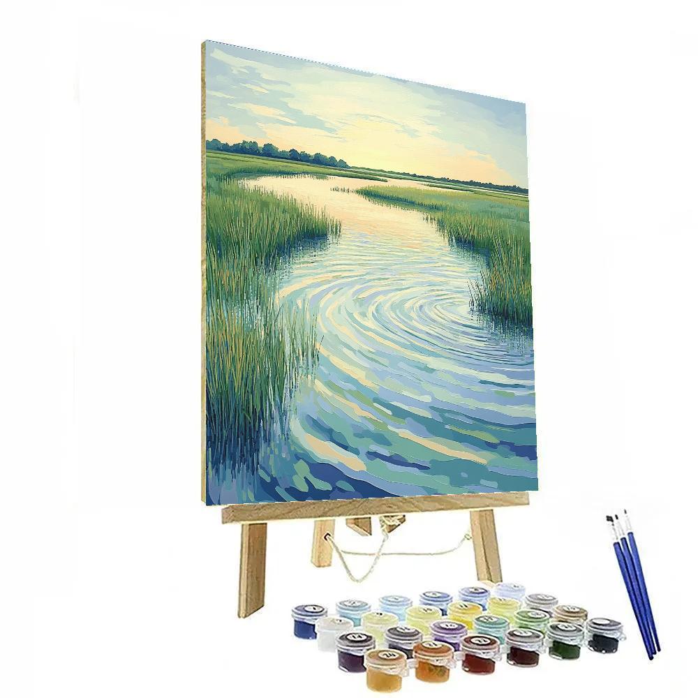 Georges Seurat Inspired Verdant Tidal Marsh paint by color