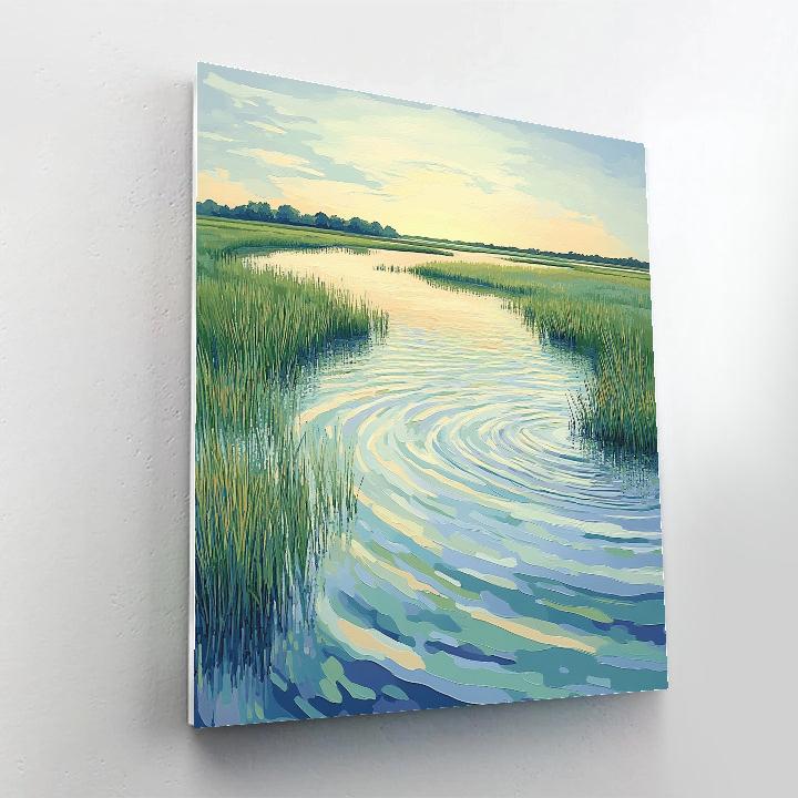 Georges Seurat Inspired Verdant Tidal Marsh paint by color
