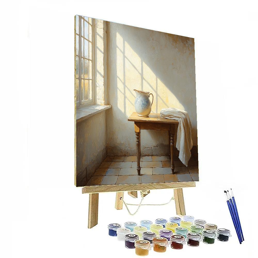 Johannes Vermeer Inspired Sunlit Window With Blue Jug Numbered painting kits