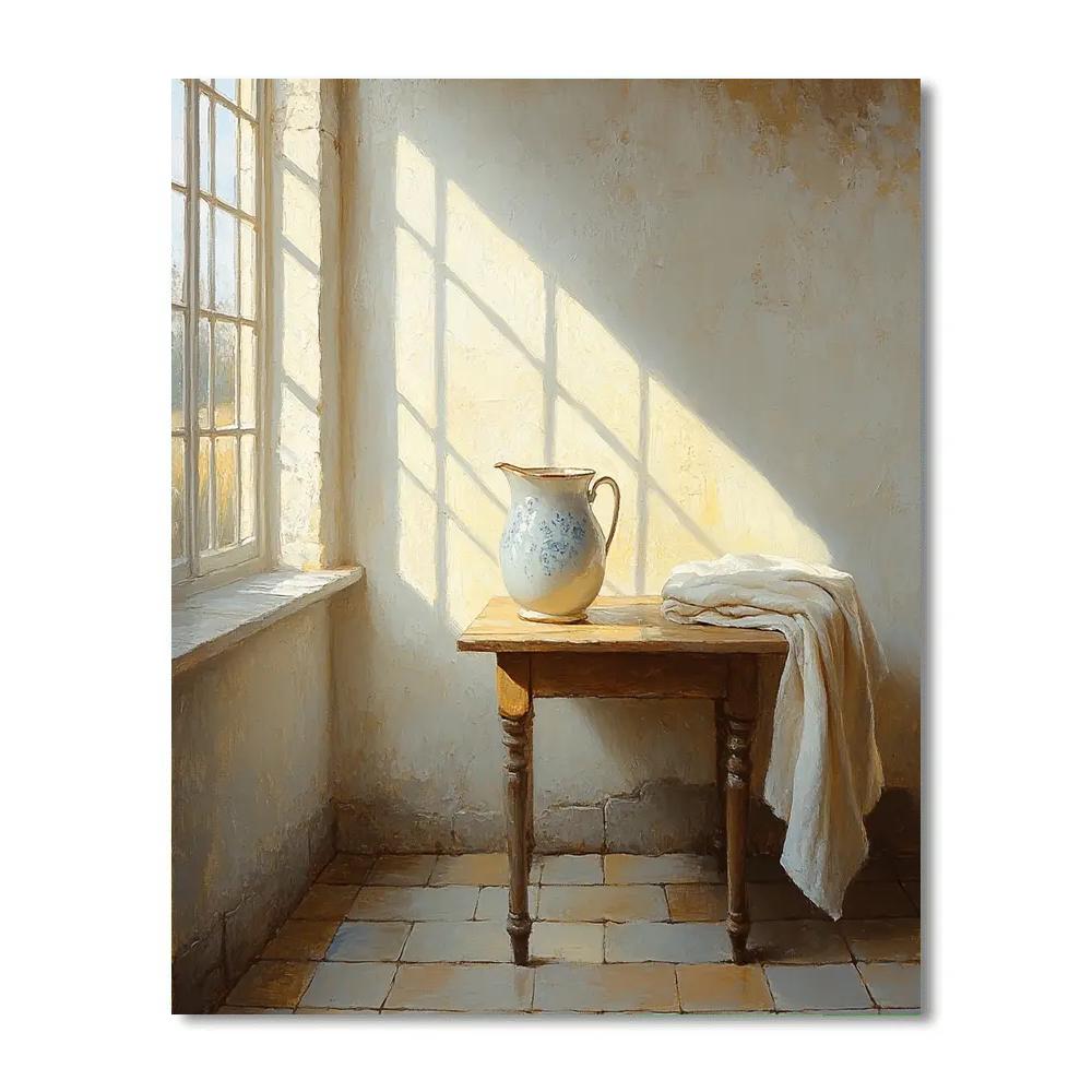 Johannes Vermeer Inspired Sunlit Window With Blue Jug Numbered painting kits