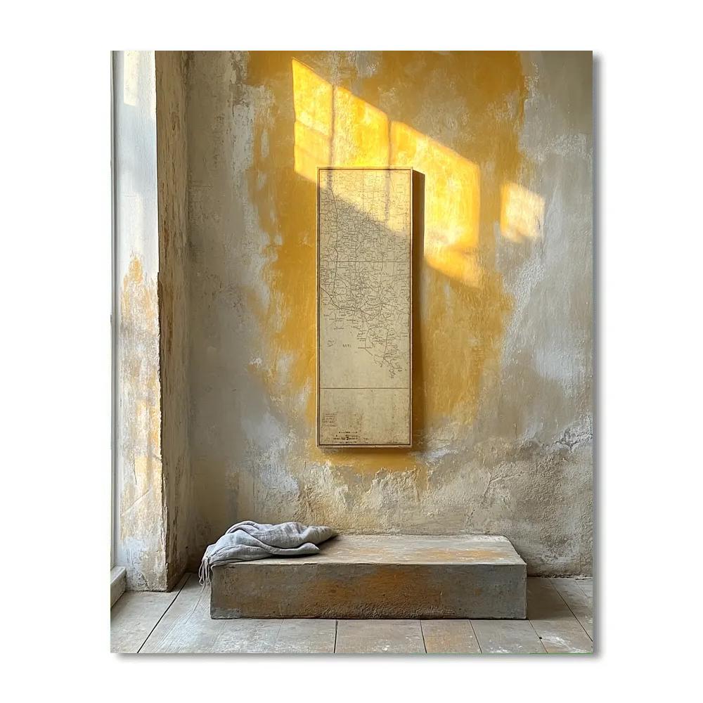 Johannes Vermeer Inspired Golden Map On Quiet Wall Number painting