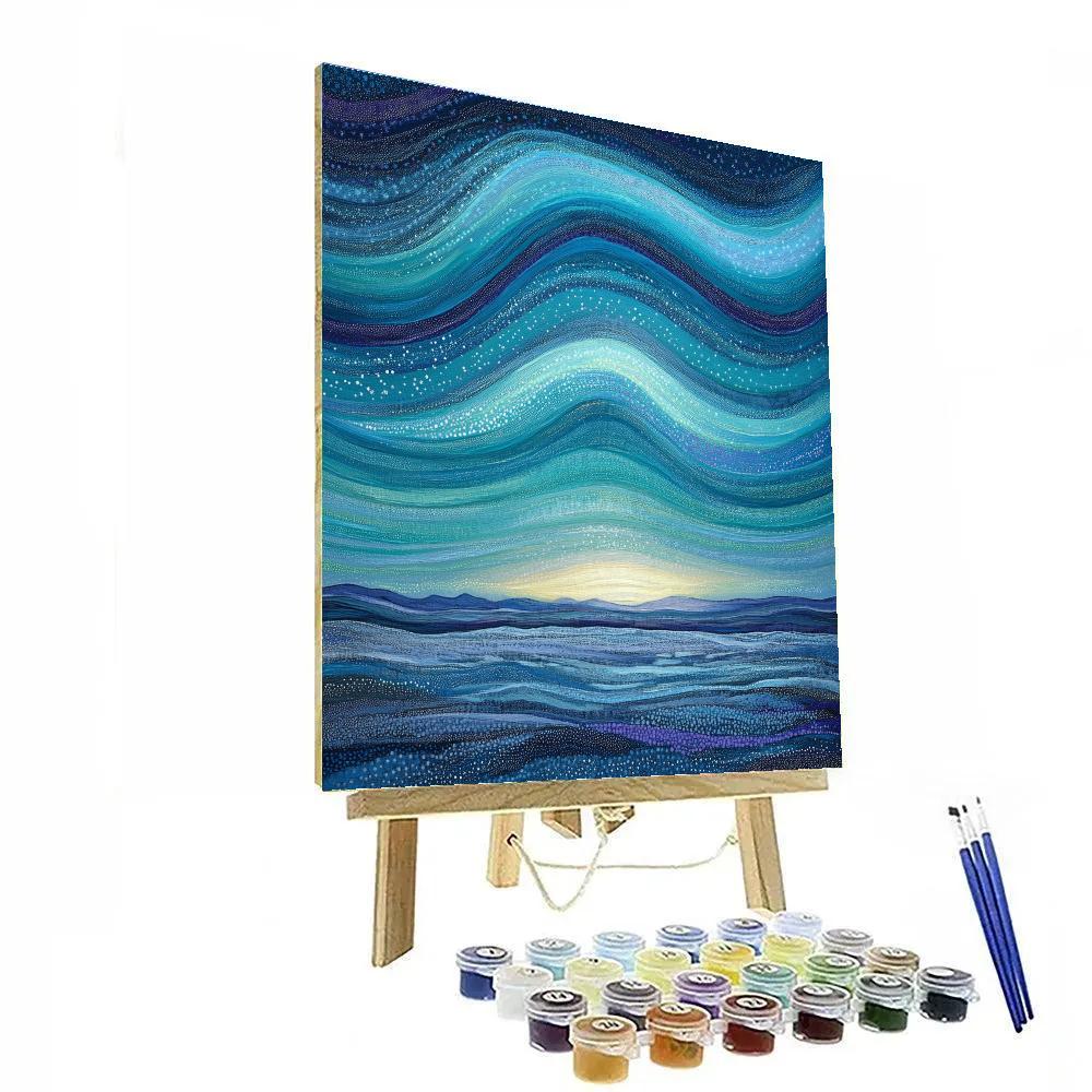 Georges Seurat Inspired Arctic Aurora Field paint by numbers