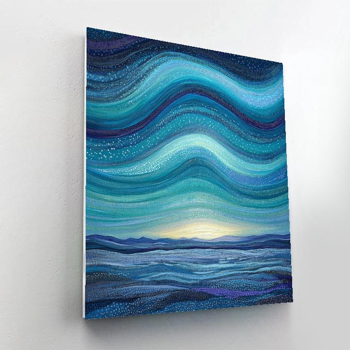 Georges Seurat Inspired Arctic Aurora Field paint by numbers
