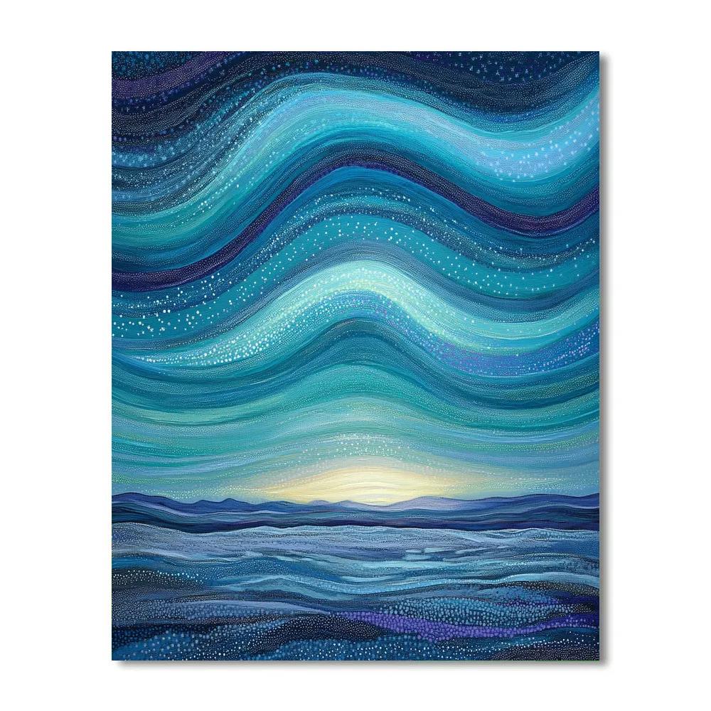 Georges Seurat Inspired Arctic Aurora Field paint by numbers