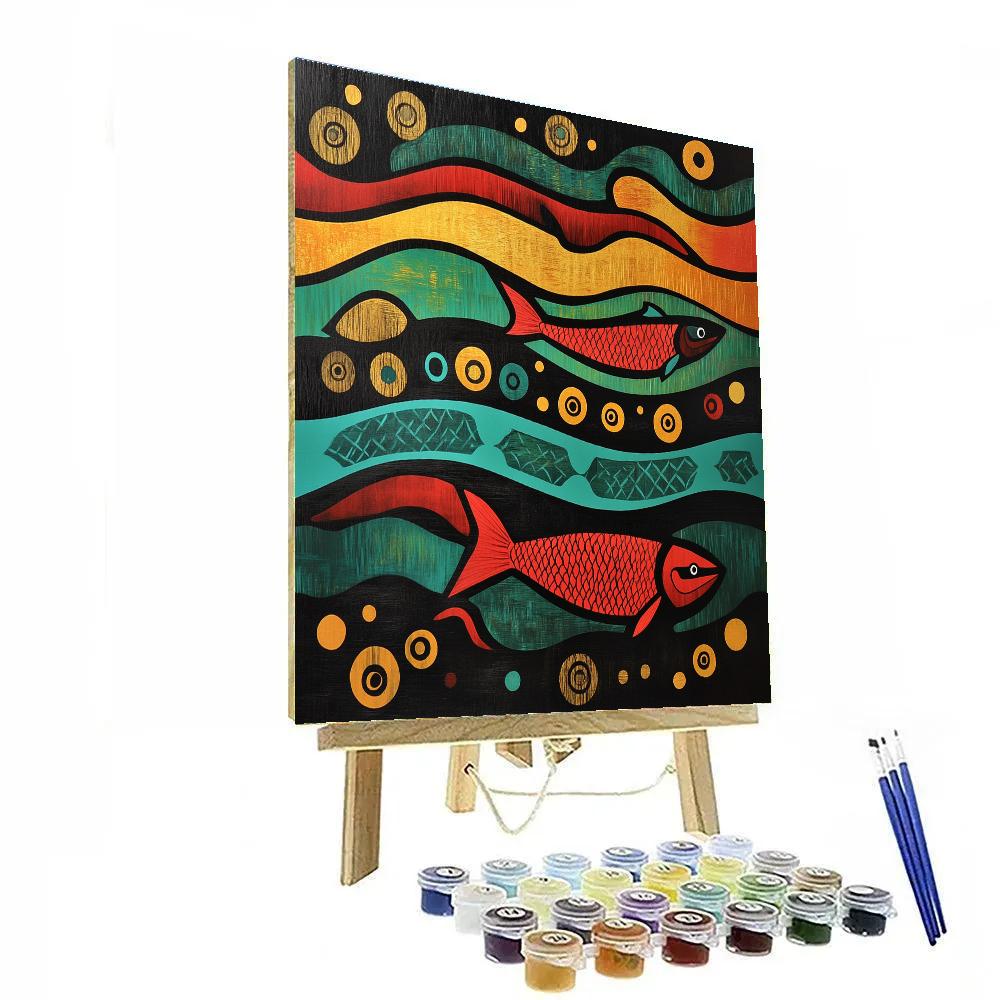Norval Morrisseau Inspired Salmon Journey Of Renewal Paint by numbers kits