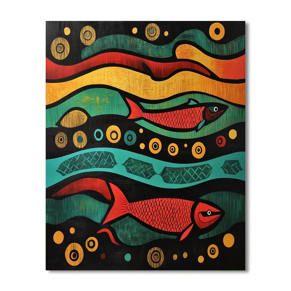 Norval Morrisseau Inspired Salmon Journey Of Renewal Paint by numbers kits