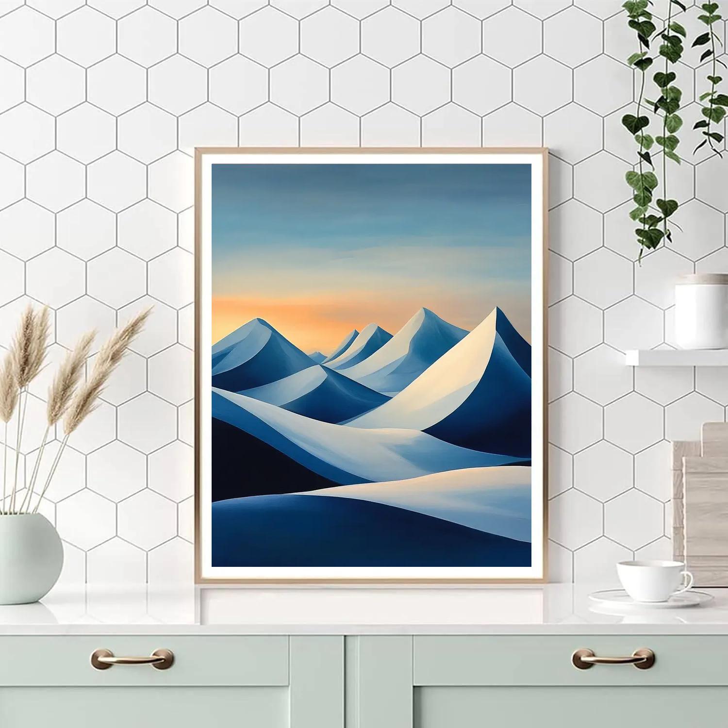 Lawren Harris Inspired Luminous Snow-Capped Peaks At Dawn paint by numbers