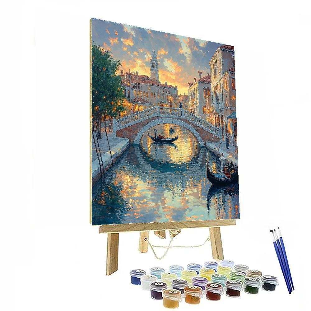 Canaletto Inspired Bridge At Dusk paint by color