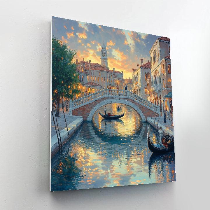 Canaletto Inspired Bridge At Dusk paint by color