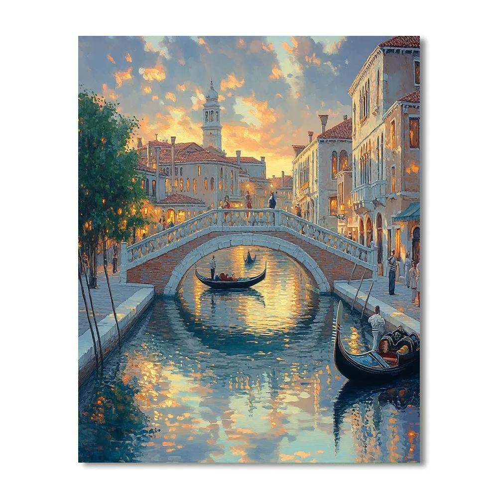 Canaletto Inspired Bridge At Dusk paint by color