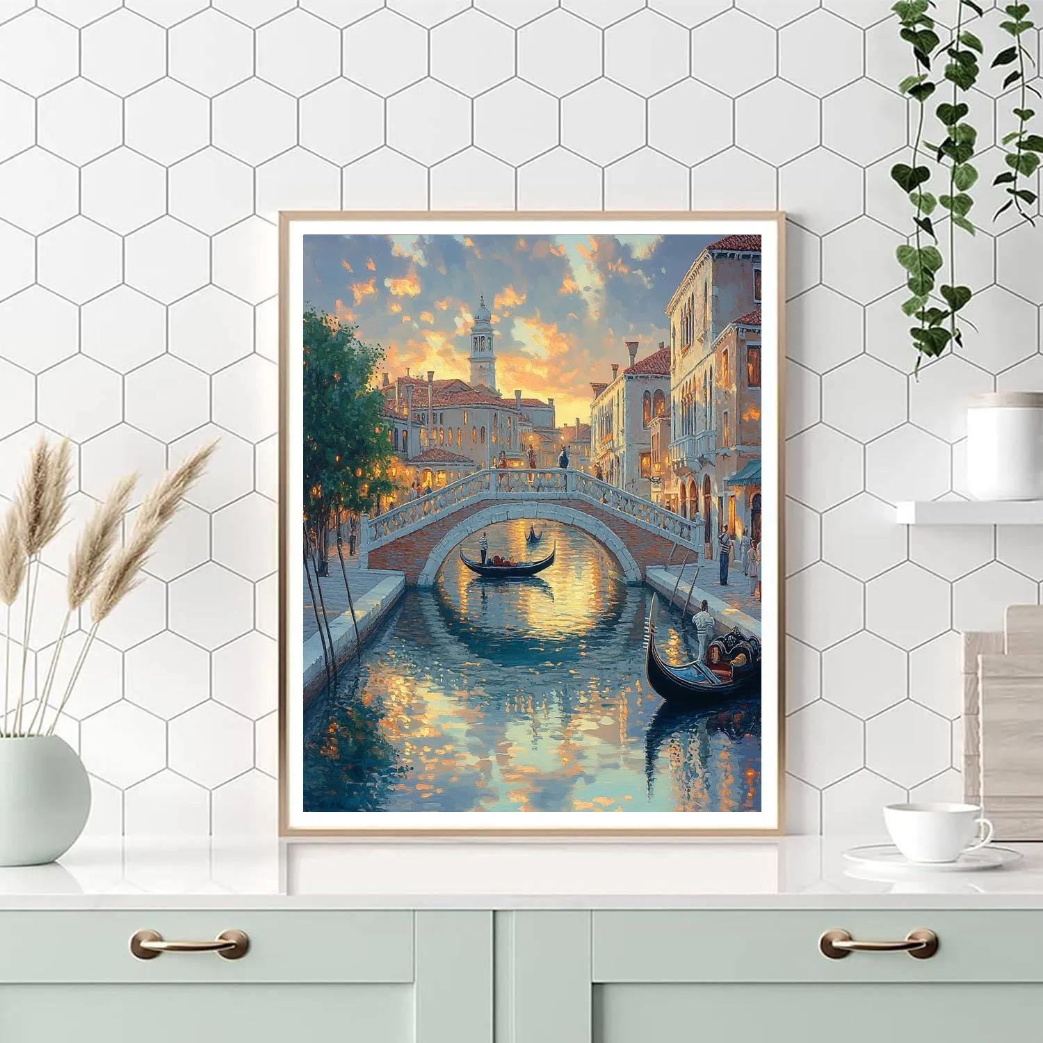 Canaletto Inspired Bridge At Dusk paint by color