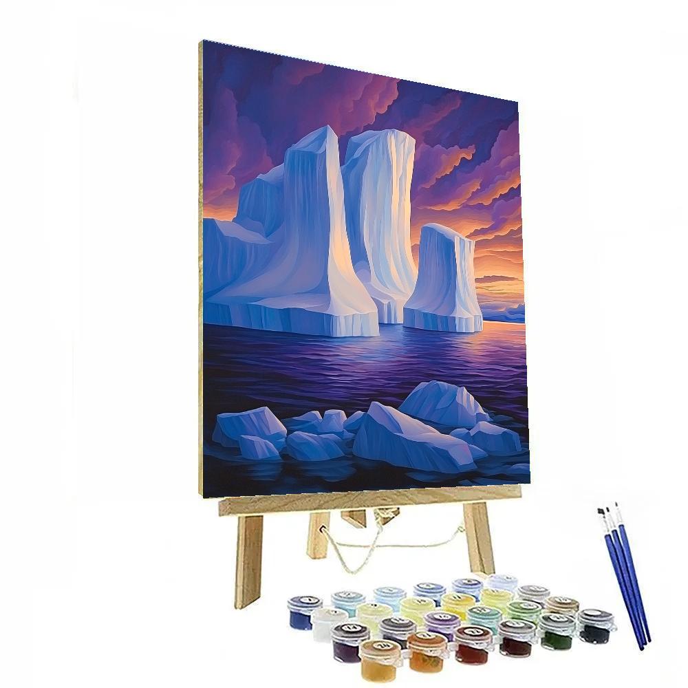 Lawren Harris Inspired Radiant Arctic Iceberg Silhouettes paint by color