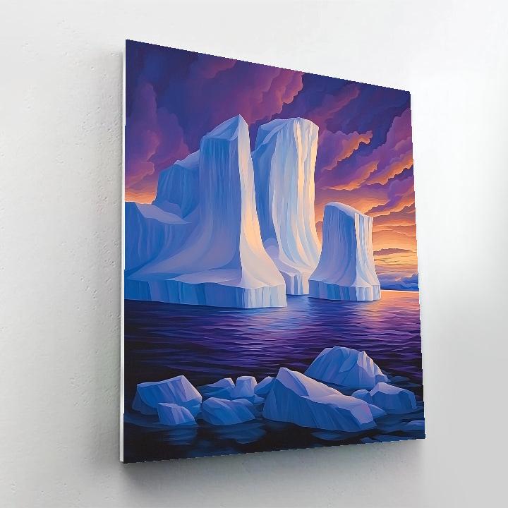 Lawren Harris Inspired Radiant Arctic Iceberg Silhouettes paint by color