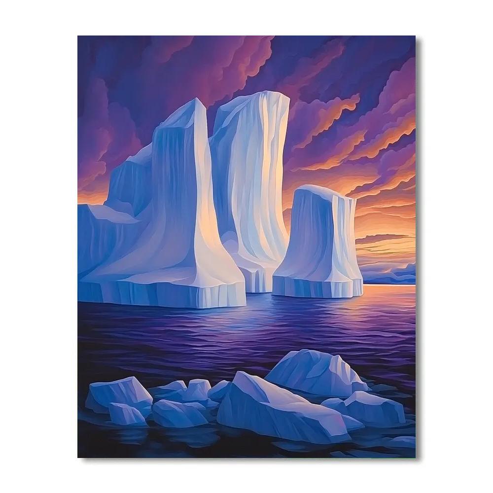 Lawren Harris Inspired Radiant Arctic Iceberg Silhouettes paint by color