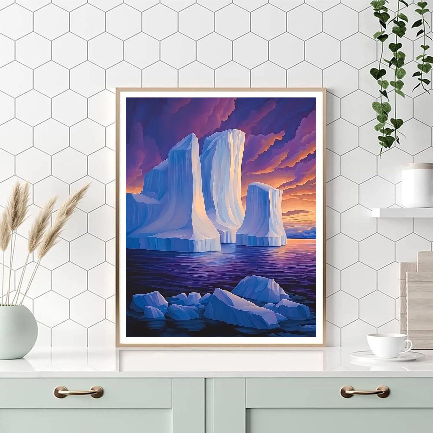Lawren Harris Inspired Radiant Arctic Iceberg Silhouettes paint by color