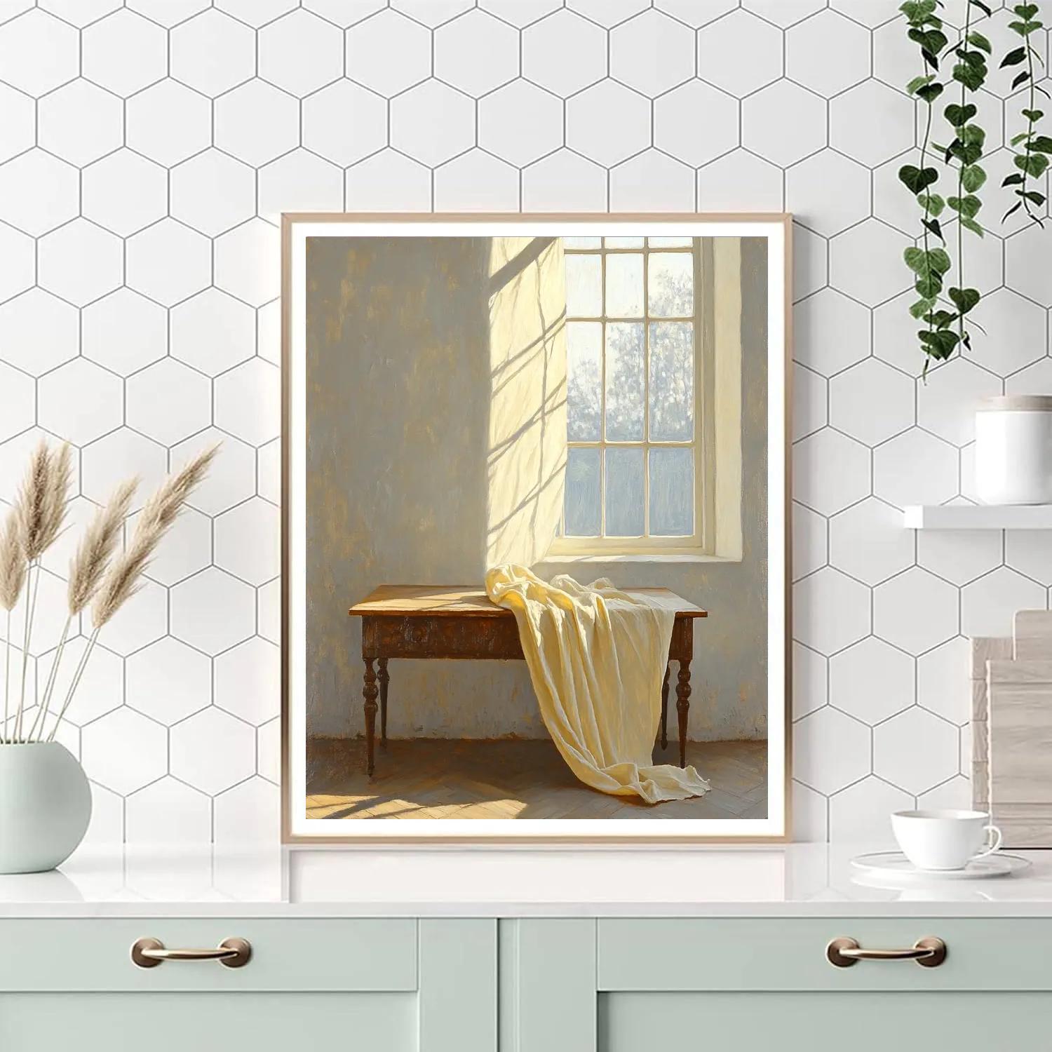 Johannes Vermeer Inspired Tranquil Window Light On Draped Fabric Paint by numbers kits