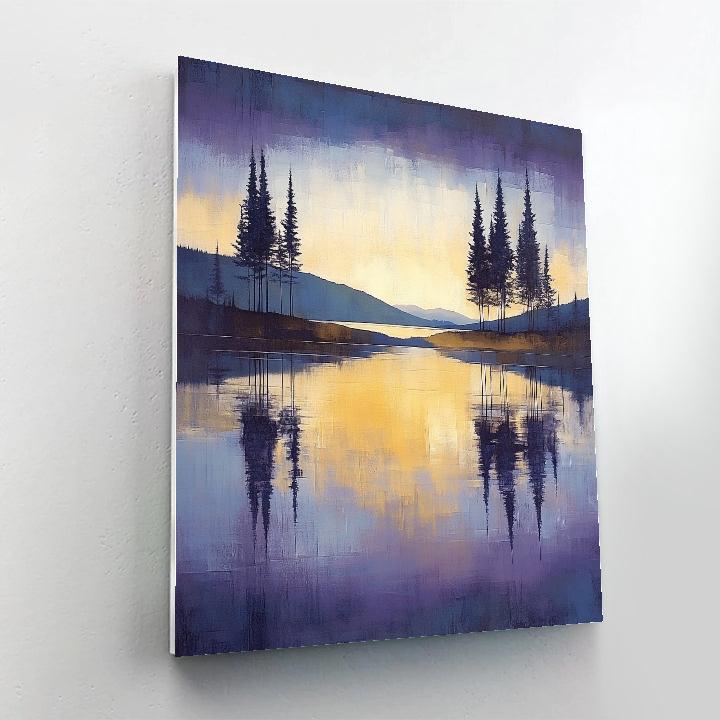 Lawren Harris Inspired Northern Lake Serenity With Silhouetted Trees Number painting